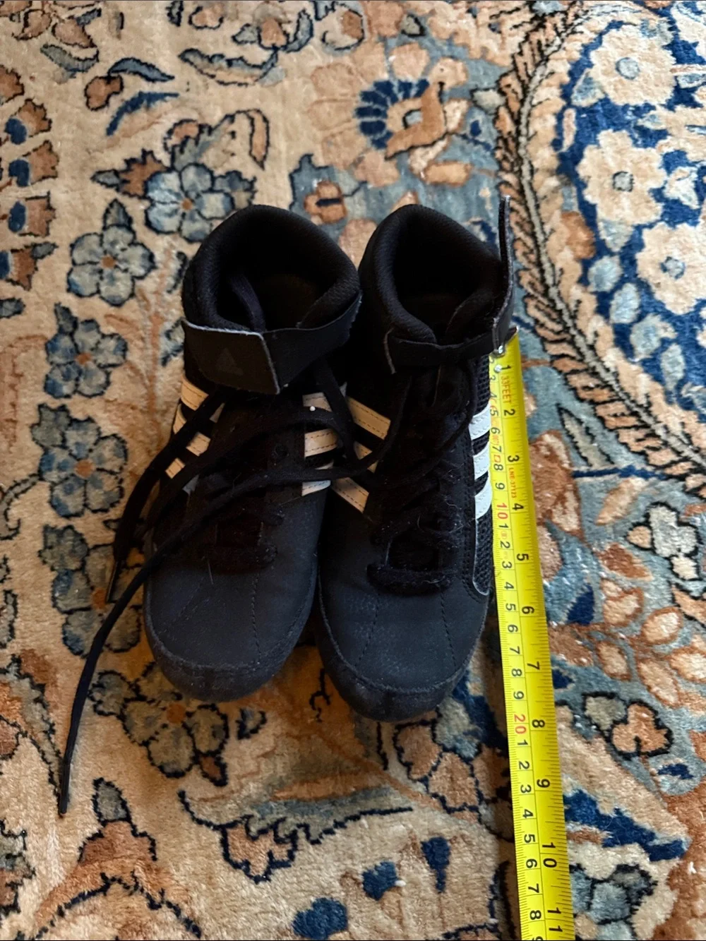 Kids Black High-Top Sneakers with White Stripes US 2 wrestling grappling shoes